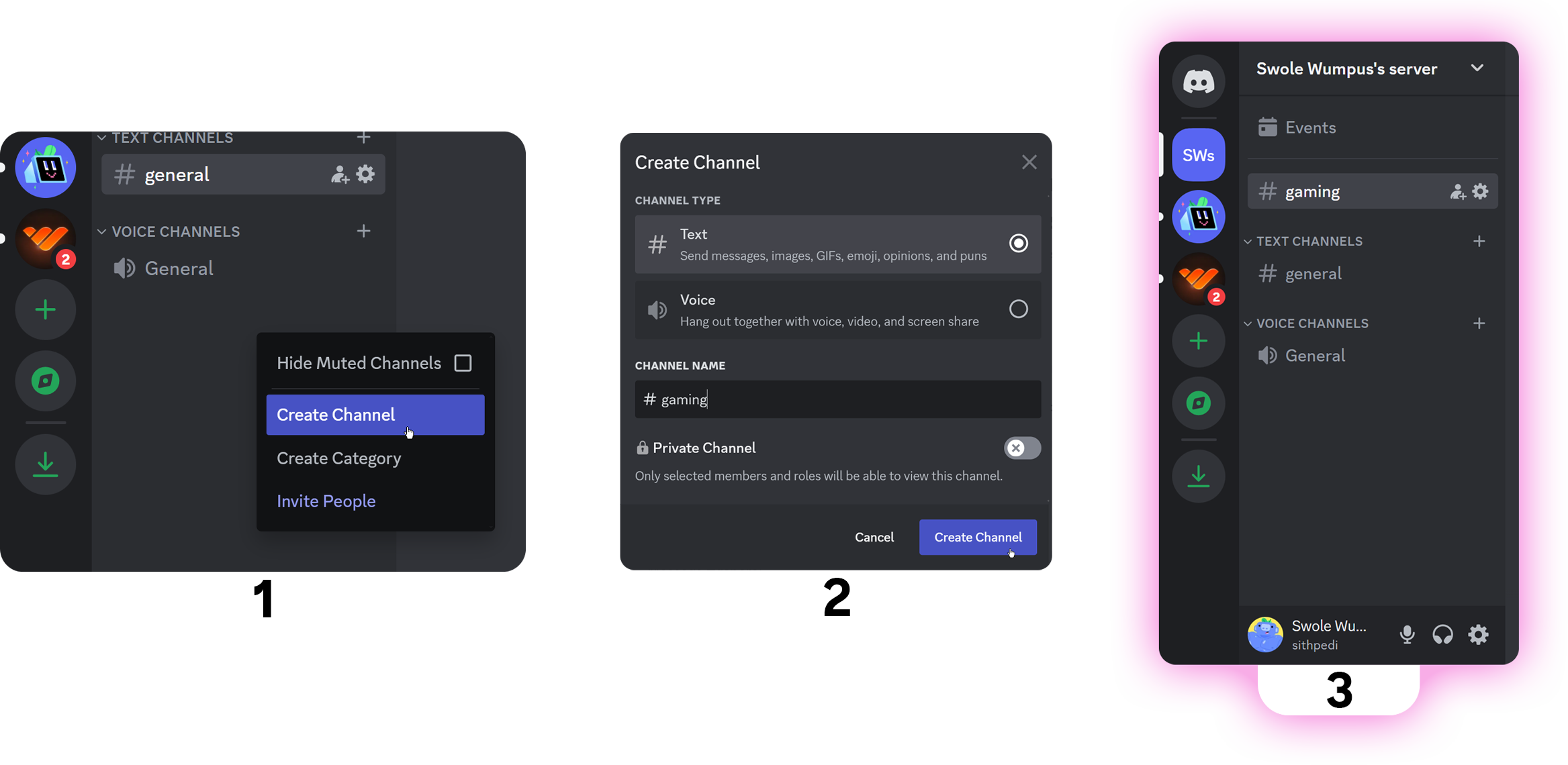 Steps of creating a Discord channel