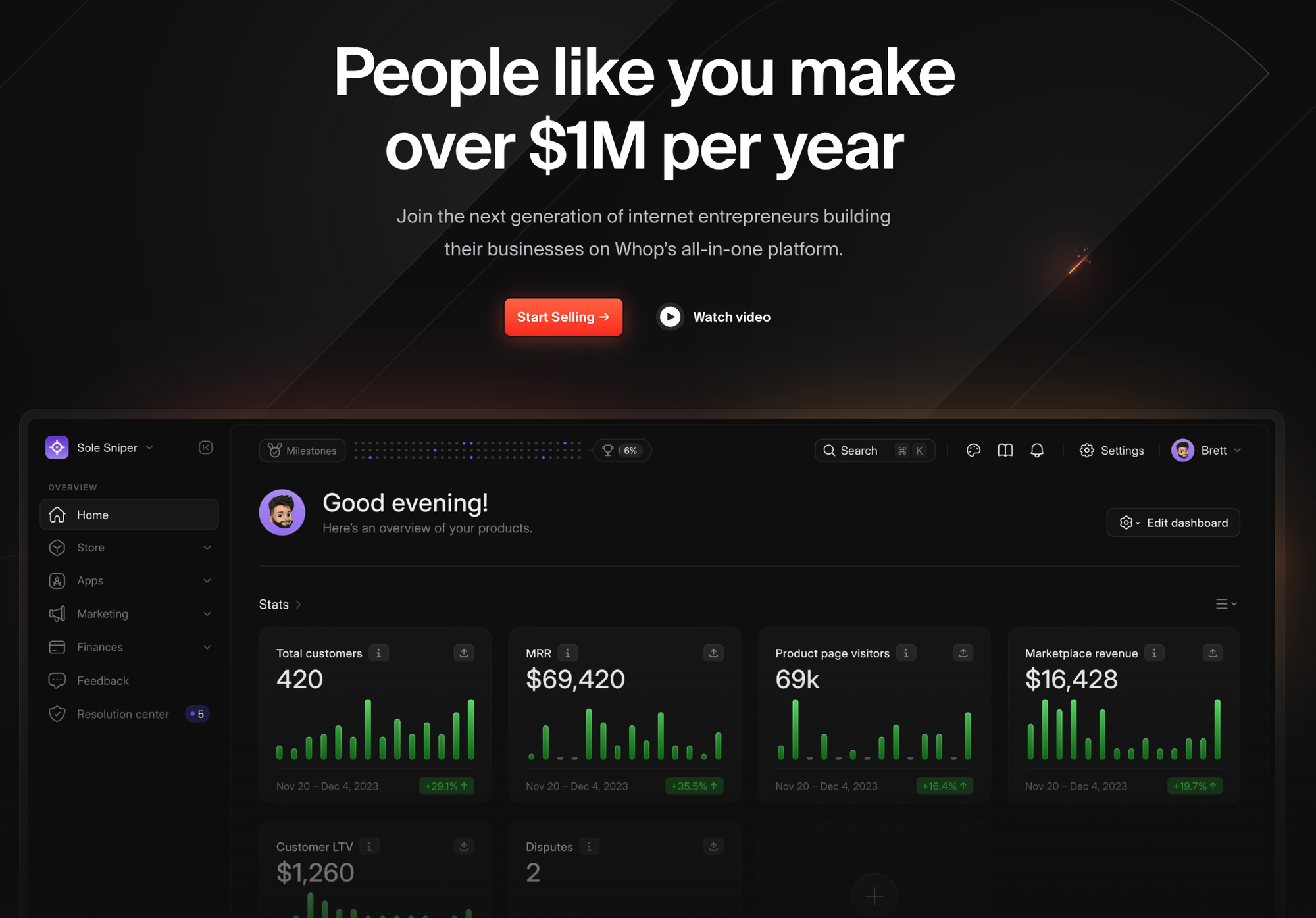 Whop's sell page