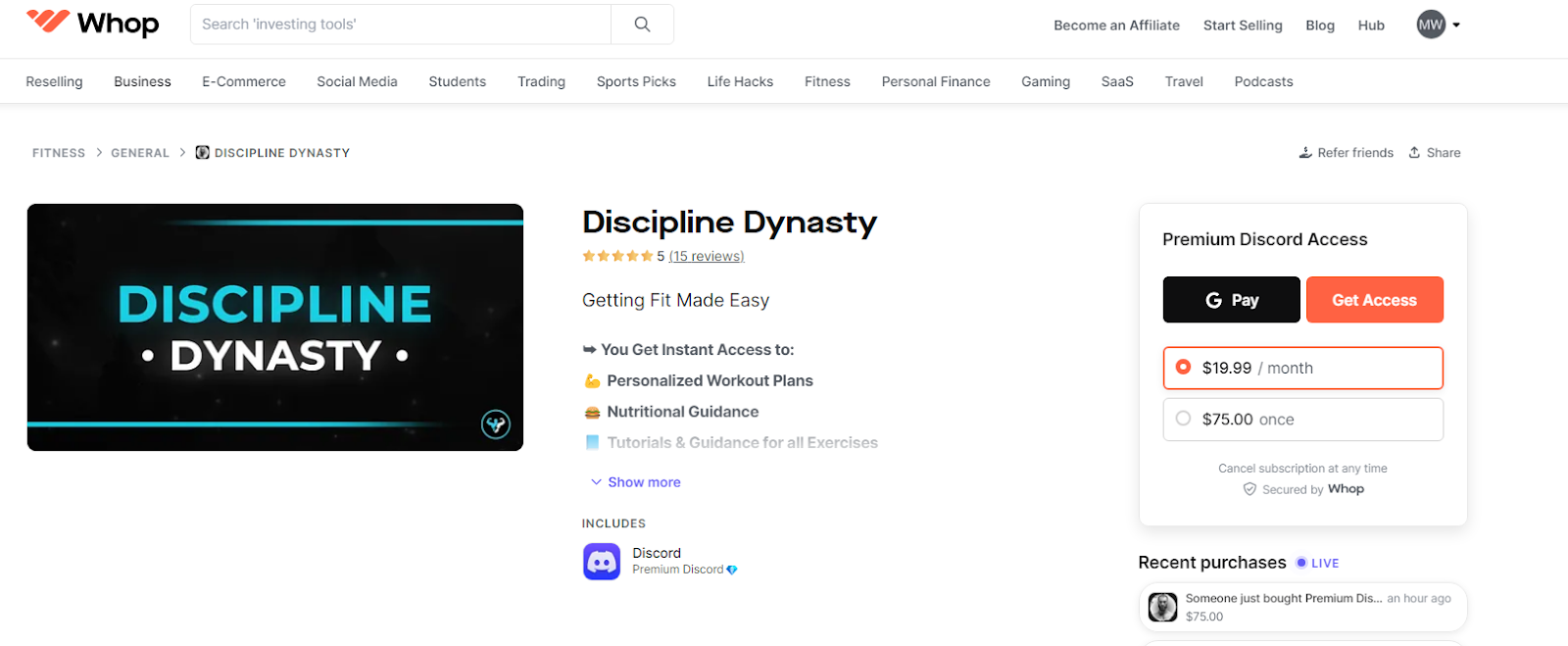 discpline dynsasty whop