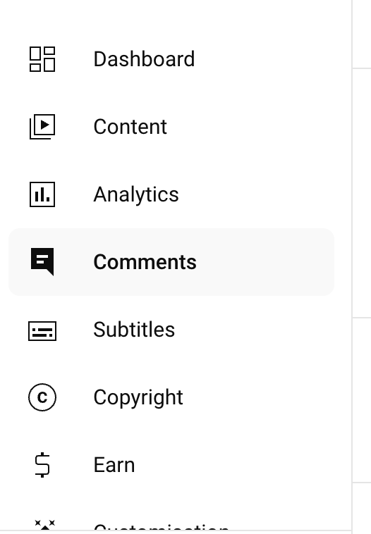 channel comments dashboard