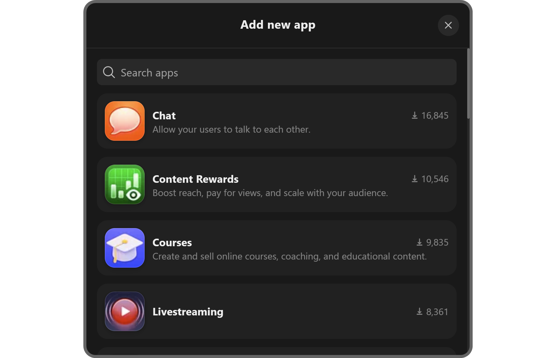 App list on Whop